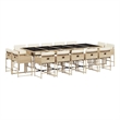 vidaXL 15 Piece Patio Dining Set with Cushions Beige Poly Rattan