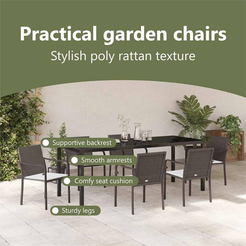 vidaXL Garden Dining Set 7 pcs Brown and Black PE Rattan