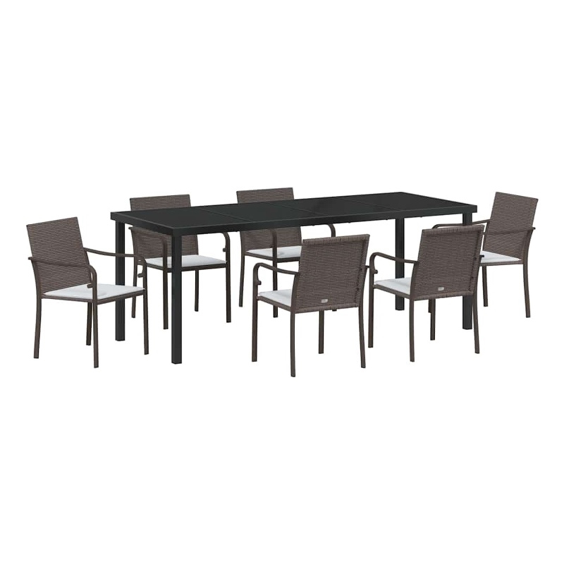 vidaXL Garden Dining Set 7 pcs Brown and Black PE Rattan