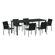 vidaXL Garden Dining Set 7 pcs Black and Grey PE Rattan