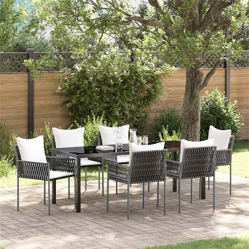 vidaXL Garden Dining Set 7 pcs Brown and Black PE Rattan