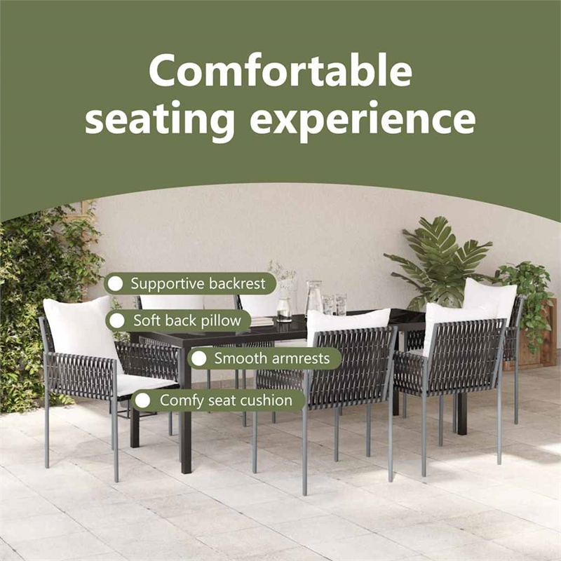 vidaXL Garden Dining Set 7 pcs Brown and Black PE Rattan