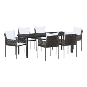 vidaXL Garden Dining Set 7 pcs Brown and Black PE Rattan