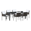 vidaXL Garden Dining Set 7 pcs Brown and Black PE Rattan