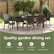 vidaXL Garden Dining Set 7 pcs Brown Powder-Coated Steel
