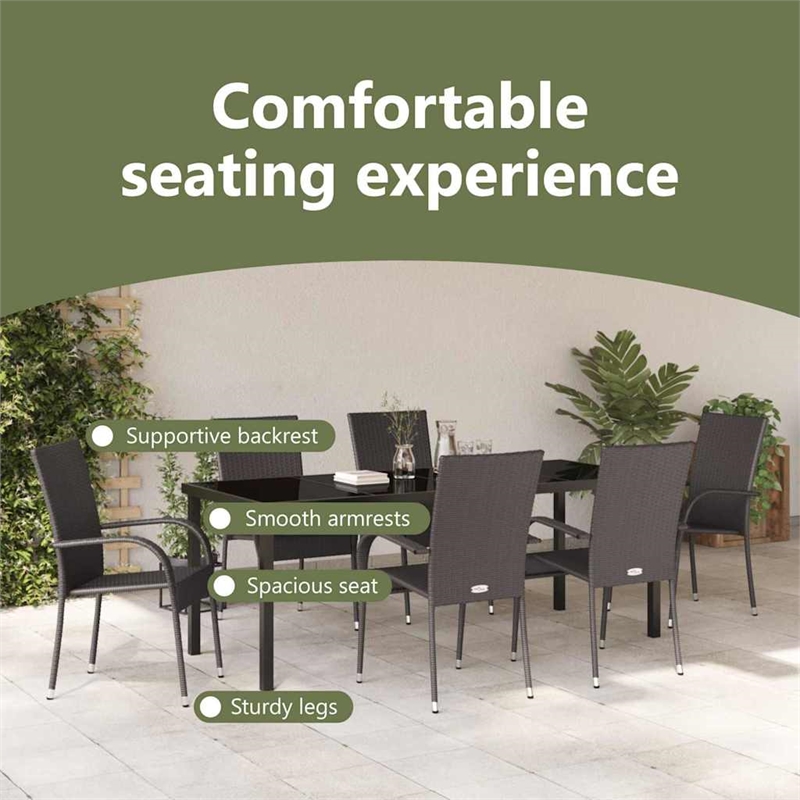 vidaXL Garden Dining Set 7 pcs Brown Powder-Coated Steel