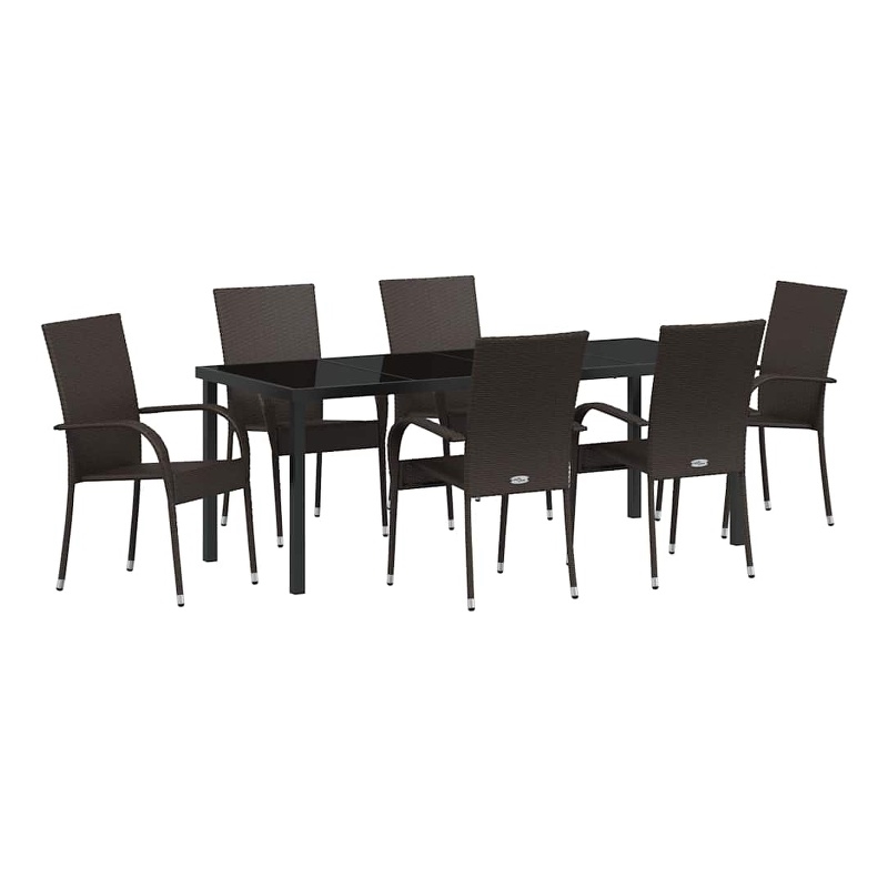 vidaXL Garden Dining Set 7 pcs Brown Powder-Coated Steel
