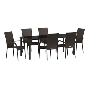 vidaXL Garden Dining Set 7 pcs Brown Powder-Coated Steel