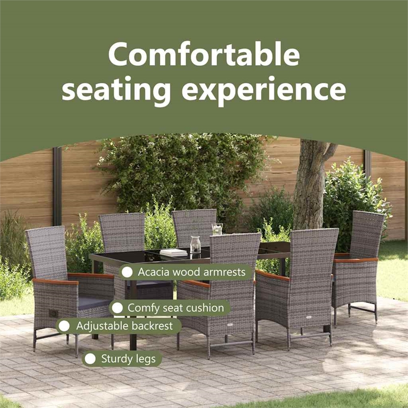vidaXL Garden Dining Set 7 pcs Grey Powder-Coated Steel