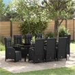vidaXL Garden Dining Set 9 pcs Black Poly Rattan