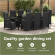 vidaXL Garden Dining Set 9 pcs Black Poly Rattan