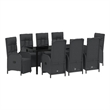 vidaXL Garden Dining Set 9 pcs Black Poly Rattan