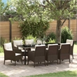 vidaXL Garden Dining Set 9 pcs Brown Poly Rattan