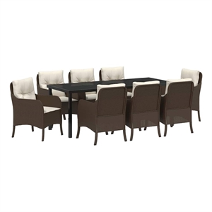 vidaXL Garden Dining Set 9 pcs Brown Poly Rattan
