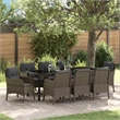 vidaXL Garden Dining Set 9 pcs Grey Poly Rattan