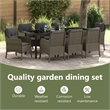 vidaXL Garden Dining Set 9 pcs Grey Poly Rattan