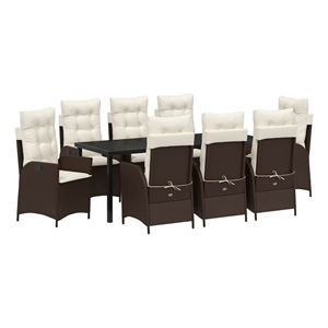 vidaXL Garden Dining Set 9 pcs Brown Poly Rattan