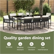 vidaXL Garden Dining Set 9 pcs Black Poly Rattan