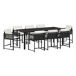 vidaXL Garden Dining Set 9 pcs Black Poly Rattan