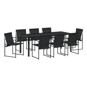 vidaXL Garden Dining Set 9 pcs Black Textilene and Steel