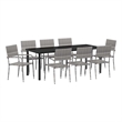vidaXL Garden Dining Set 9 pcs Grey Poly Rattan
