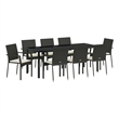 vidaXL Garden Dining Set 9 pcs Black Poly Rattan