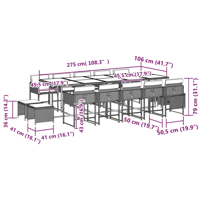 vidaXL Garden Dining Set Black and brown