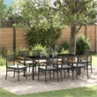 vidaXL Garden Dining Set 9 pcs Black Rattan