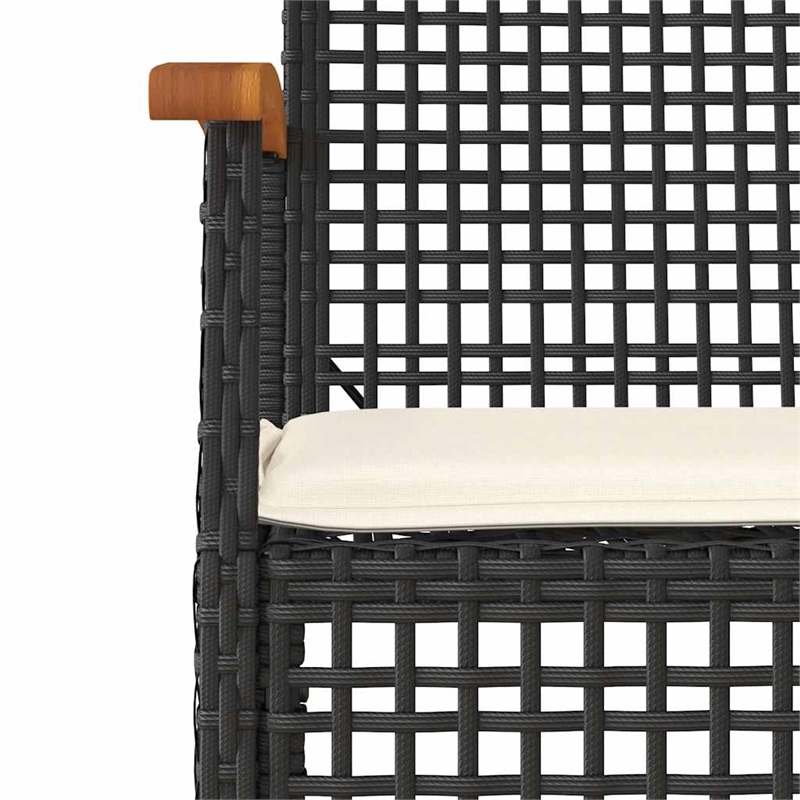 vidaXL 4 Piece Patio Dining Set with Cushions Black Poly Rattan