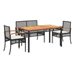 vidaXL 4 Piece Patio Dining Set with Cushions Black Poly Rattan