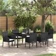 vidaXL Garden Dining Set 7 pcs Black Poly Rattan