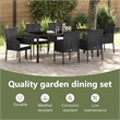 vidaXL Garden Dining Set 7 pcs Black Poly Rattan