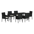 vidaXL Garden Dining Set 7 pcs Black Poly Rattan