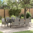 vidaXL Garden Dining Set 9 pcs Grey Poly Rattan