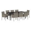vidaXL Garden Dining Set 9 pcs Grey Poly Rattan