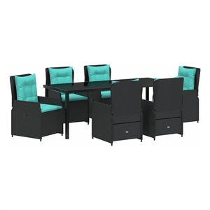 vidaXL Garden Dining Set 7 pcs Black Poly rattan