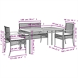 vidaXL 5 Piece Patio Dining Set with Cushions Black Poly Rattan