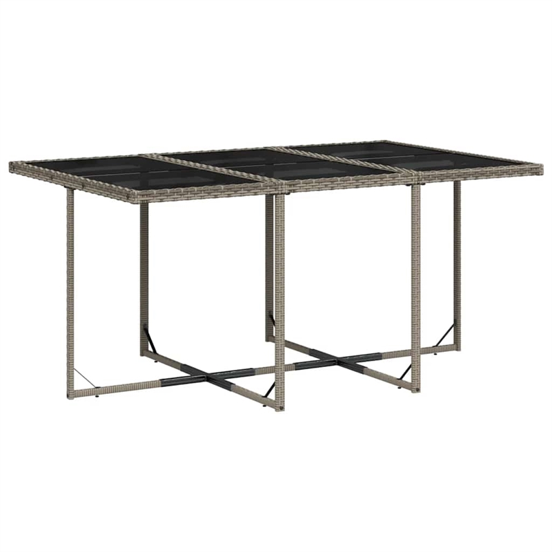 vidaXL 7 Piece Garden Dining Set with Cushions Grey Poly Rattan