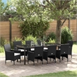 vidaXL Garden Dining Set 9 pcs Black Poly Rattan