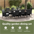 vidaXL Garden Dining Set 9 pcs Black Poly Rattan