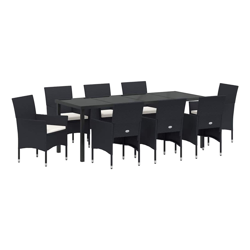 vidaXL Garden Dining Set 9 pcs Black Poly Rattan