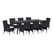 vidaXL Garden Dining Set 9 pcs Black Poly Rattan