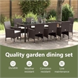 vidaXL Garden Dining Set 9 pcs Brown Poly Rattan
