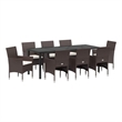 vidaXL Garden Dining Set 9 pcs Brown Poly Rattan