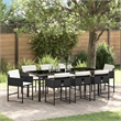 vidaXL Garden Dining Set 9 pcs Black Poly Rattan
