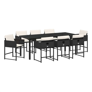 vidaXL Garden Dining Set 9 pcs Black Poly Rattan