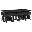 vidaXL 13 Piece Patio Dining Set with Cushions Black Poly Rattan