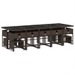 vidaXL 15 Piece Patio Dining Set with Cushions Brown Poly Rattan