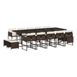 vidaXL 15 Piece Patio Dining Set with Cushions Brown Poly Rattan