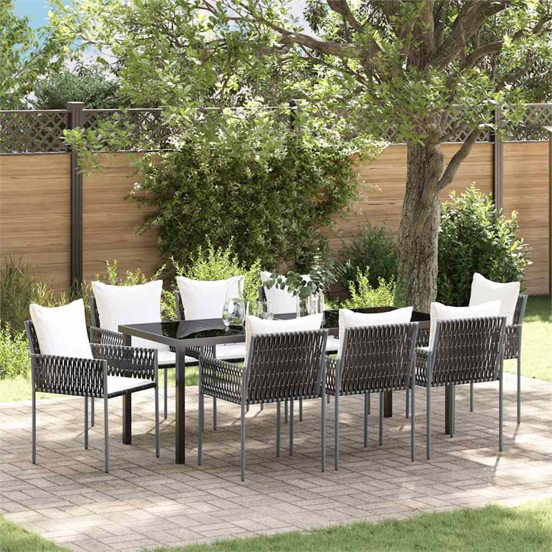vidaXL Garden Dining Set 9 pcs Brown and Black PE Rattan